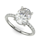 Gabrielle Oval Cut Pave Hidden Halo 4 Prong Claw Set Engagement Ring Setting - Nivetta